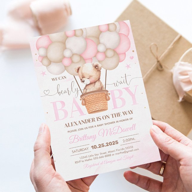 Invitación de Baby Shower 'We Can Bearly Wait' Oso (Subido por el creador)
