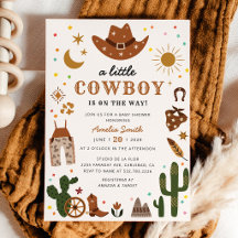 Invitación de Baby Shower Western Little Cowboy