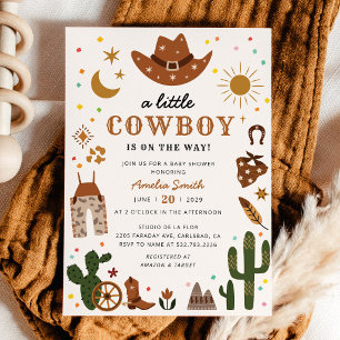 Invitación de Baby Shower Western Little Cowboy