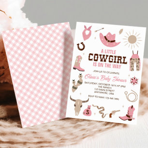 Invitación de Baby Shower Western Vaquera Rosa