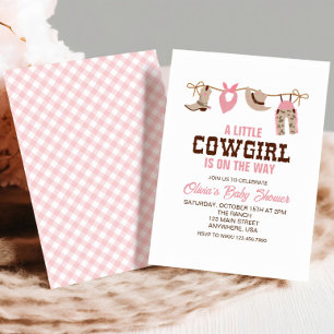 Invitación de Baby Shower Western Vaquera Rosa