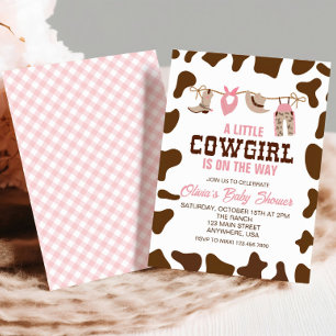 Invitación de Baby Shower Western Vaquera Rosa