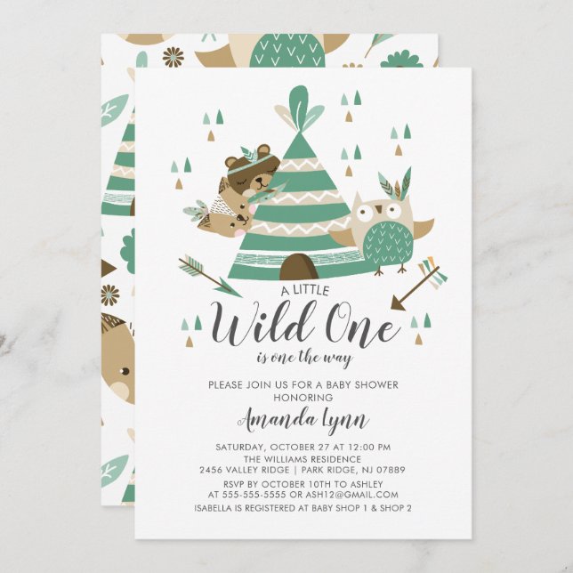 Invitación de Baby Shower Wild One (Anverso / Reverso)