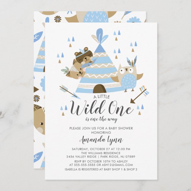 Invitación de Baby Shower Wild One (Anverso / Reverso)