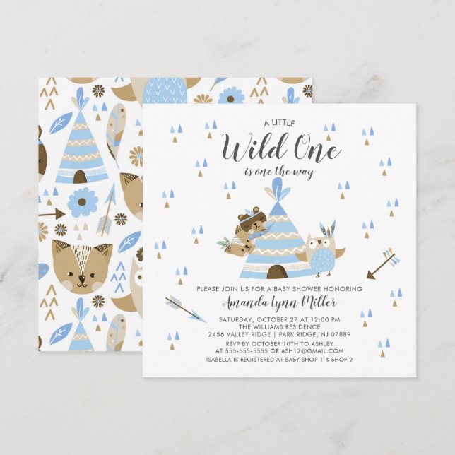 Invitación de Baby Shower Wild One (Anverso / Reverso)