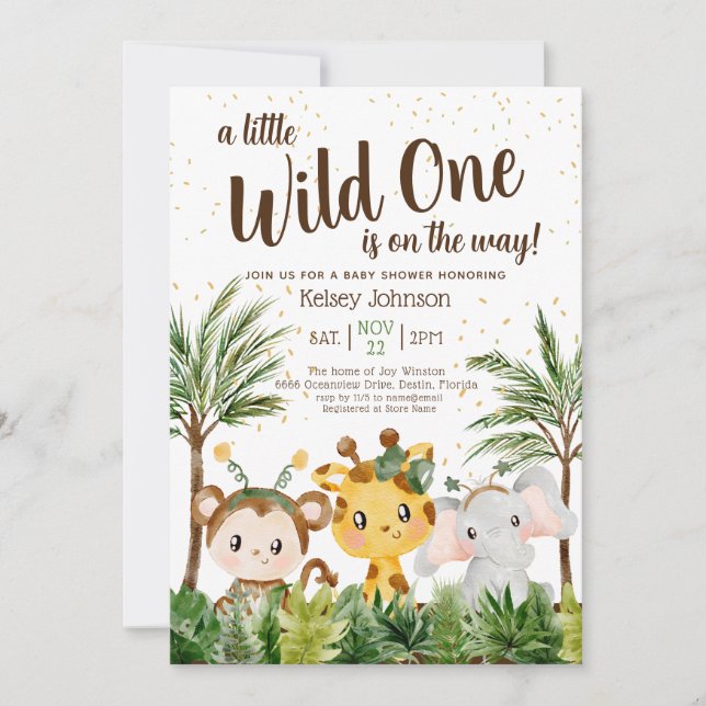 Invitación de Baby Shower Wild One Boy Jungle (Anverso)