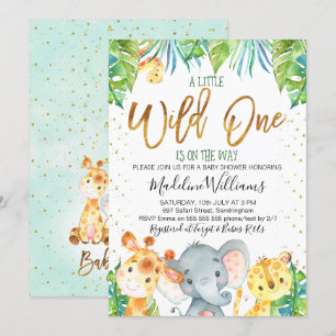 Invitación de Baby Shower Wild One Safari Jungle