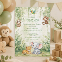 Invitación de Baby Shower Wild One Selva Tropical