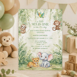 Invitación de Baby Shower Wild One Selva Tropical