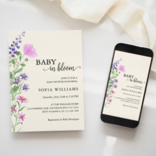 Invitación de baby shower Wildflower Baby in Bloom