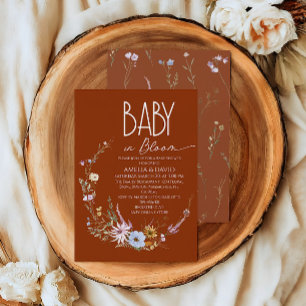 Invitación de Baby Shower Wildflower Burnt Orange