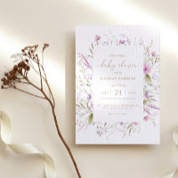 Invitación de Baby Shower Wildflower Meadow