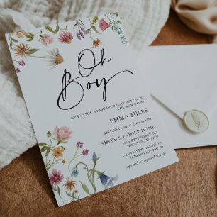 Invitación de Baby Shower Wildflower Oh Boy