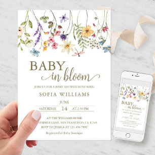 Invitación de baby shower Wildflowers Baby in Bloo