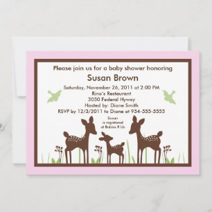Invitación de Baby Shower Willow Deer/Deer Pink