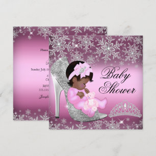 Invitación de Baby Shower Zapato Purpurina Copo de