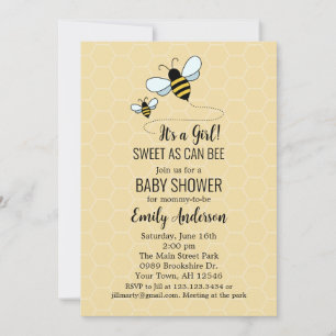 Invitación de Baby Shower Zumbido de Abeja Dorado