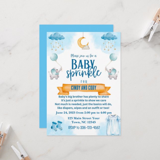 Invitación de Baby Sprinkle (Anverso/Reverso In Situ)