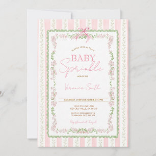 Invitación de Baby Sprinkle con Cinta Floral Rosa
