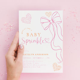 Invitación de Baby Sprinkle con Lazo Rosa