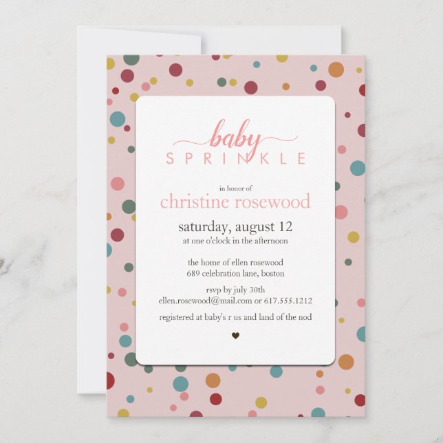 Invitación de Baby Sprinkle con Lunares para Baby  (Anverso)