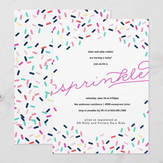 INVITACIÓN DE BABY SPRINKLE CONFETTI (Anverso / Reverso)