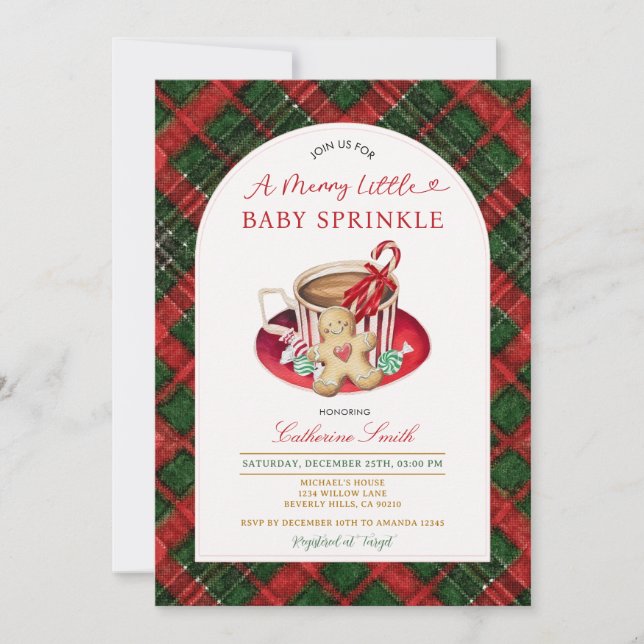 Invitación de Baby Sprinkle de Hot Cocoa Gingerbre (Anverso)