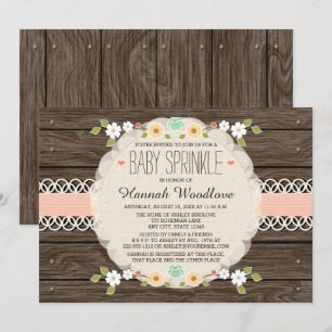INVITACIÓN DE BABY SPRINKLE DE LA FLORAL RÚSTICA D