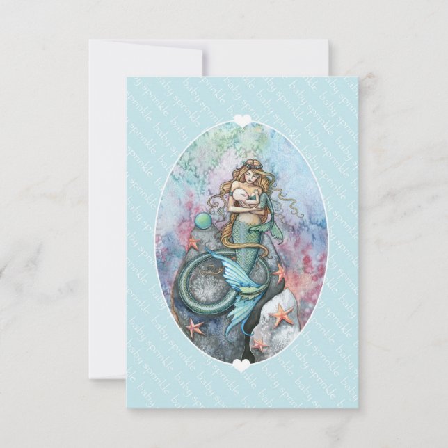 Invitación de Baby Sprinkle Insert Sirena y Bebé (Anverso)