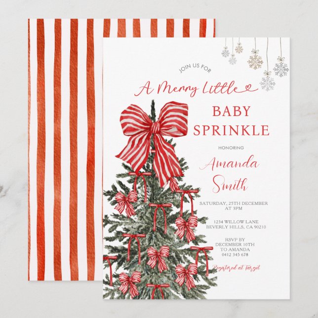 Invitación de Baby Sprinkle Navideña (Anverso / Reverso)