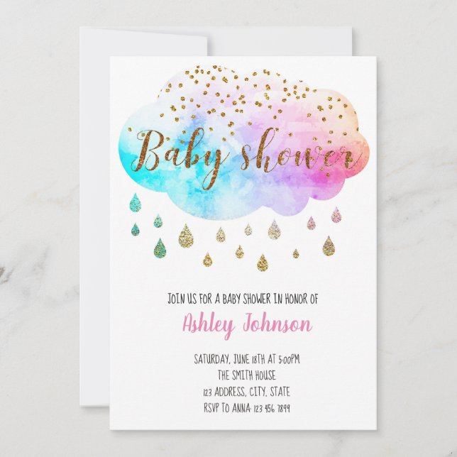 invitación de baby sprinkle nube (Anverso)