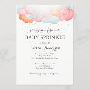 Invitación de Baby Sprinkle Nubes Arcoíris