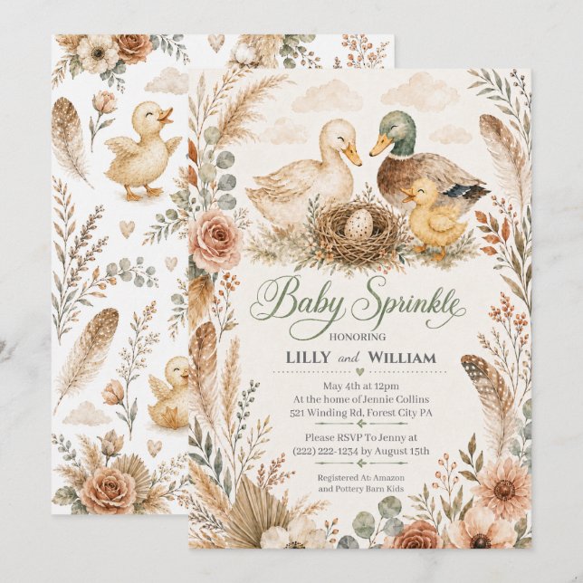 Invitación de Baby Sprinkle para un Miembro de la  (Anverso / Reverso)