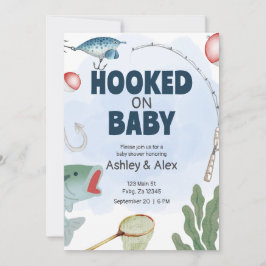 Invitación de Babyshower con Tema de Pesca para Ni