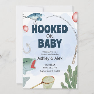 Invitación de Babyshower con Tema de Pesca para Ni