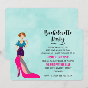 Invitación de Bachelorette, Chica rosada y Fiesta