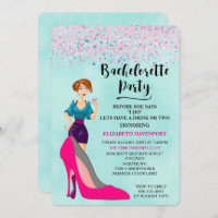 Invitación de Bachelorette, Chica rosada y Fiesta