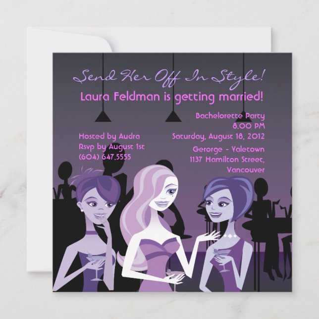 Invitación de Bachelorette de la noche de los (Anverso)