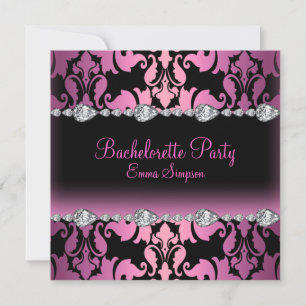 Invitación de bachillerato rosa y negro de Damasco