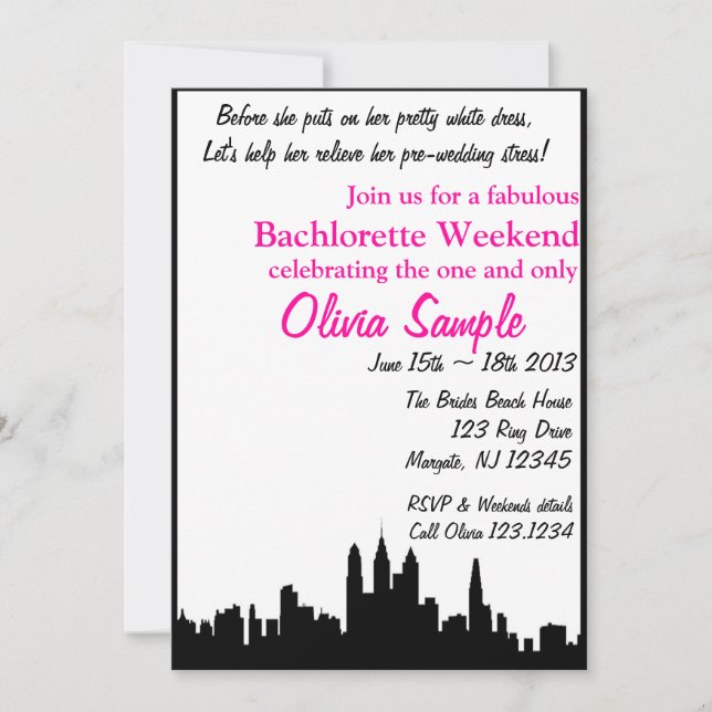 Invitación de Bachlorette de la ciudad (Anverso)