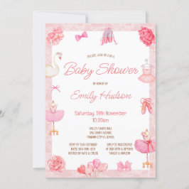 Invitación de Bailarina de Tutú Rosa Editable