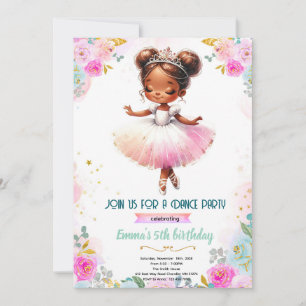 invitación de bailarina niña afroamericana
