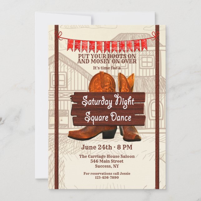 Invitación de baile cuadrado (Anverso)