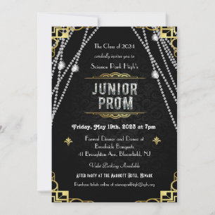 Invitación de baile de graduación junior Art Déco