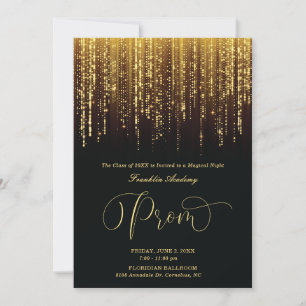 Invitación de baile de graduación negro y dorado c
