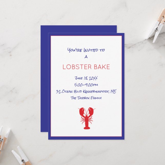 Invitación de Bake de langosta Diversión de Maine  (Anverso/Reverso In Situ)