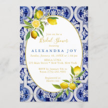 Invitación de Baldosa Española de Limón y Azul