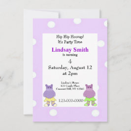 Invitación de Ballerina Hippo Party