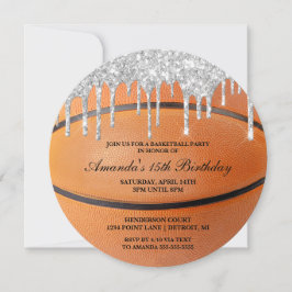 Invitación de Baloncesto con Drip de Purpurina de 