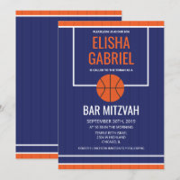 Invitación de Baloncesto Vintage para Bar Mitzvah